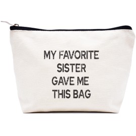 LIBIHUA Graduation White Elephant Thanksgiving Birthday Christmas Gift for Sister,Best Friends-Funny Sisters Gifts-Makeup Bag Cosmetic Bag Travel Pouch-My Favorite Sister Gave Me This