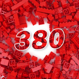 MALEKO Classic Bulk Building Blocks Accessories, 380 Pieces Mix Shape Bricks for Building-Compatible with All Major Brands(Red)