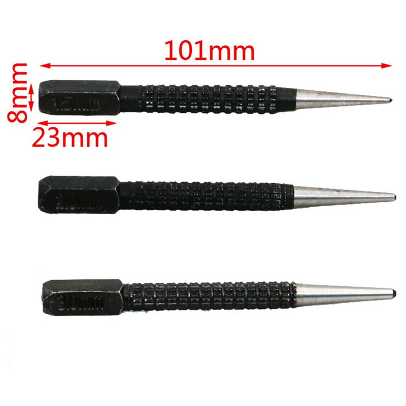3Pcs Centre Punch Set, Nail Punch, Positioning Punch Set Drilling