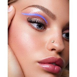 COCHARM 14K Solid Gold Flower Nose Stud 20g Yellow Gold L Bend Nostril Nose Stud 7mm Long Nose Piercing 14kt Real Gold Nose Stud Nose Ring Sparkling CZ Nickle Free Nose Bone