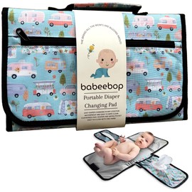 BABEEBOP Compact Portable Diaper Changing Pad for Diaper Bag- Waterproof Travel Diaper Station with Pockets, Baby Changing Mat for On-The-Go Convenience, Newborn Baby Essentials