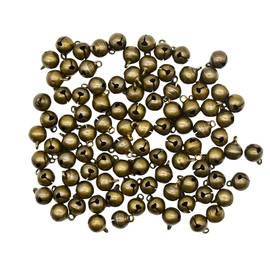 Maydahui 100 PCS Small Jingle Bell 1/2 inches Vintage Bronze Mini 10mm Alloy Beads DIY for Christmas Jewelry Findings Sewing Wedding Doors Crafts