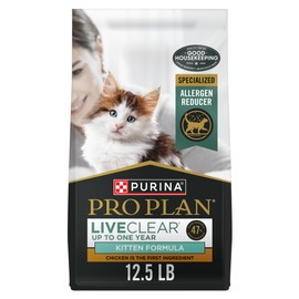 Purina Pro Plan LiveClear Dry Cat Food for Kittens Cat Allergen Reducer Chicken and Rice Formula - 12.5 lb. Bag