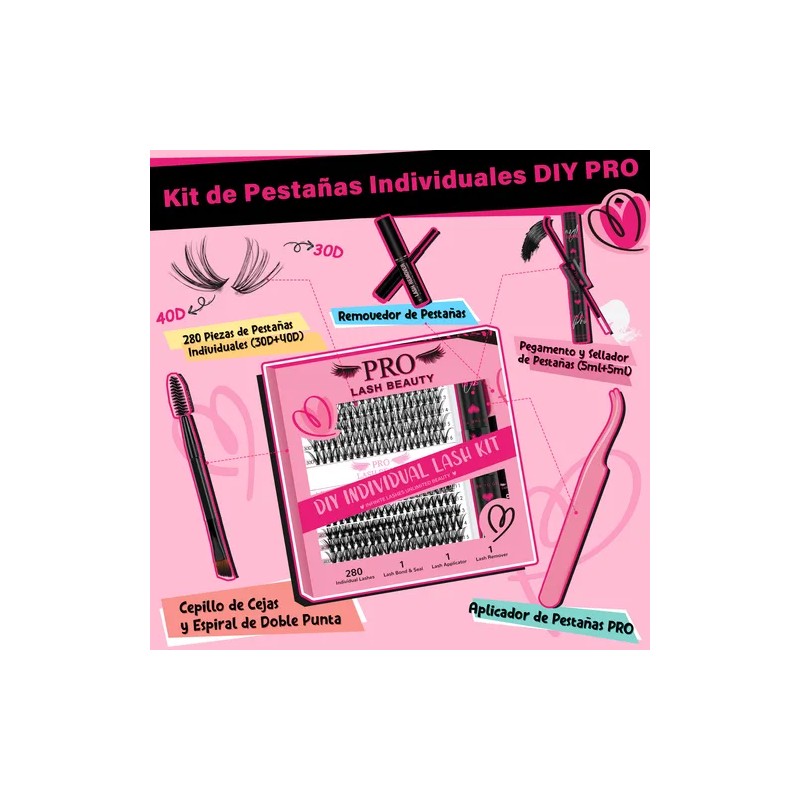 Kit De Extensiones Pestañas Pro 30d 40d 9-16mm 280pcs