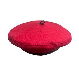 Emstate Wool Unisex French Beret with 100% Leather Trim, Made in The USA, (Red/Black)