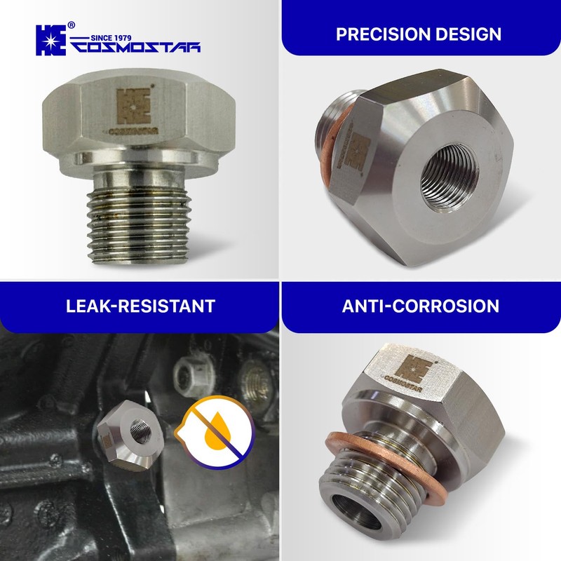 Cosmostar Stainless Steel Oil Pressure Sensor Adapter – M16-1.5 Male