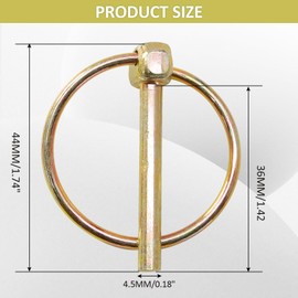 Litoexpe 6 Pcs 3/16 Inch Lynch Pin with Ring, Heavy Duty Round Linch Pins Assortment for Farm Tractors, Trucks, Trailers, Mowers (3/16”x1-7/16”)