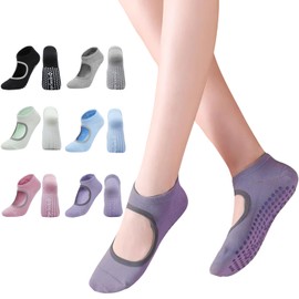 6 Pares de Calcetines de Yoga, Calcetines de Yoga Antideslizantes para Mujer, Calcetines de Yoga Cómodos y Transpirables, Calcetines de Pilates para Yoga, Pilates, Ballet, Fitness, Casa, Viajar