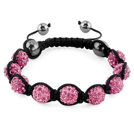 ShinyJewelry Disco Ball Bead Adjustable Bracelet (Pink)