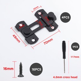 YSDMY Latch Stainless Steel Pack of 4 Door Lock Black Door 3 Inch Door Bolt Stainless Steel for Doors, Windows, Gardens, Bathroom, Cupboard