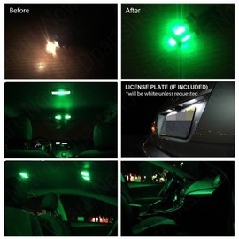 LEDpartsNow Interior LED Lights Replacement for Scion TC 2005-2007 GREEN Accessories Package Kit (7 Pieces)