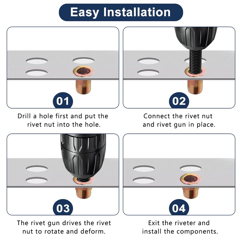 Drenky Rivet Nuts M5 Flat Head Thread Inserts Pack of