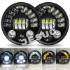 JESUO PAIR 7" inch Round LED Headlights High/Low Beam For