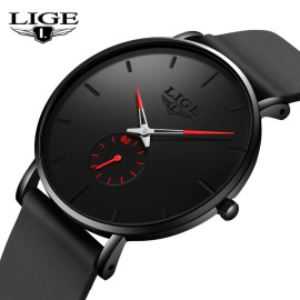 LIGE Men Watch Ultra-thin Quartz Analog Waterproof Daily Casual Dress Wristwatch