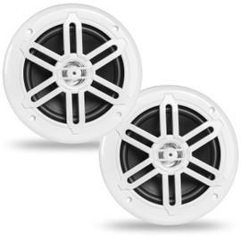 BELVA BMS65WH 500W Peak (250W RMS) 6.5" 2-Way White Coaxial Marine Speakers for Boats/ATV/UTV/SxS/Powersport