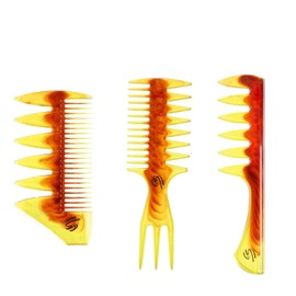 Flomiara Mens Hair Styling Set Hair Combs Wide Tooth Texture Quiff Pompadour Undercut Suitable for All Kinds of Men's Hairstyles Vintage Suitable for Home Hairdressers