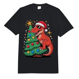 Christmas Tree T-Rex Dinosaur Sunglasses Tyrannosaurus Rex Comfort Colors Adult Heavyweight T-Shirt
