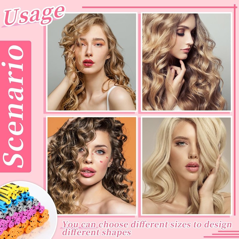 Hair Roller, Flexible Curling Rod, 60 Pieces 6 Different Sizes