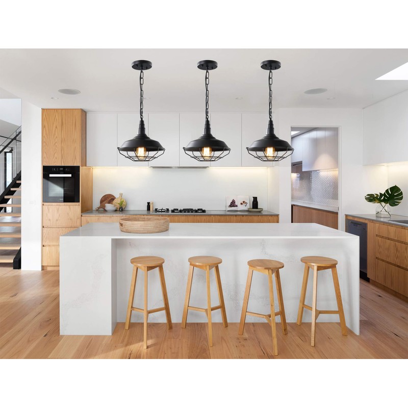 Karjearl Black Farmhouse Pendant Light - 2 Pack Industrial Vintage