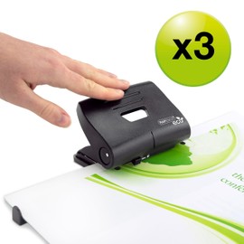 Rapesco Rapesco 1757 Business Pack: ECO 2-Fach Locher, 22 Blatt Kapazität, Schwarz, 3er-Pack