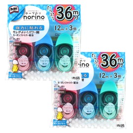 Plus Norinokoro Tape Glue, 0.2 inch (6 mm) Width x 47.4 ft (12 m), 6 Pieces (3 Colors x 2 each), 54-060 x 2