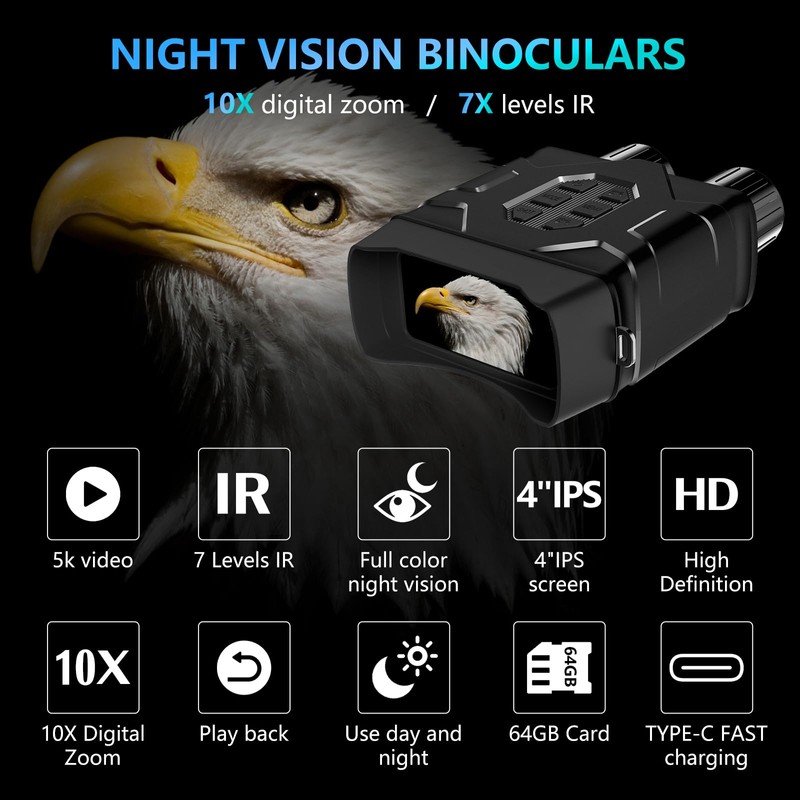 Night Vision Goggles, 5K Night Vision Binoculars with 64GB TF