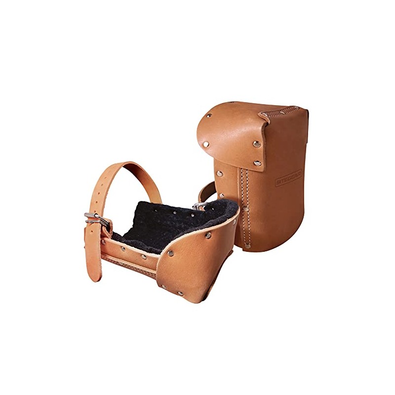 SITEGEAR Padded Leather Knee Pads with Adjustable Strap, Tan (51-11422P)