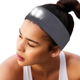 HEAD LIGHTZ by Roq Innovation - Flashlight Adjustable Padded Headband with Light - LED Headlamp - Headband Lights for Forehead - Unisex, Rechargeable, Gray