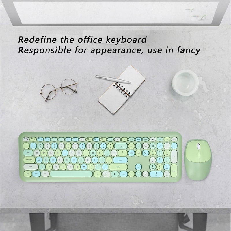 Keyboard Mouse Combo 2.4G Retro Multi Color Mute Cover Wireless