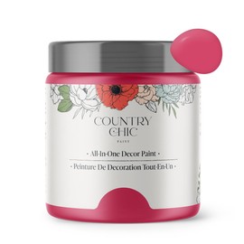 Country Chic All-in-One Chalk Paint for Furniture, Cabinets, Home Decor, Eco-Friendly, Matte Finish, Built-In Primer & Top Coat for Wood, Metal - Raspberry Sorbet (Pink) - 8 oz (237 ml)