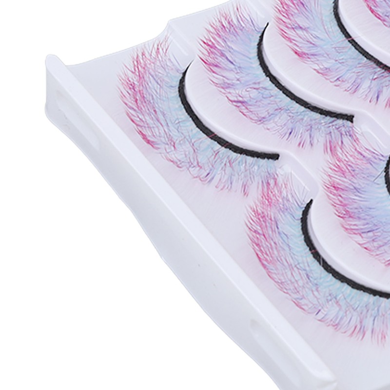 5pcs Colorful Eyelashes Dramatic Gradient Color False Eyelashes Fluffy 3D