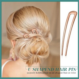 GAVIK 6 Pieces Simple U Shaped Hairpins Hair Stick Fork Sticks Hair Pin Updo Chignon Pins for Women Girls Buns Hair (Gold)