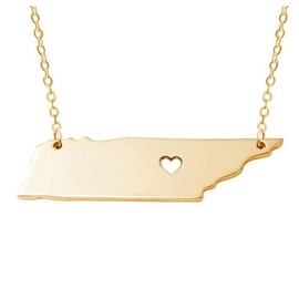 Art Attack Stainless Steel I Love Tennessee Vols Charm Necklace, The Volunteer State, America At Its Best Heart Dainty Pendant (Gold)