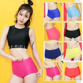 2022 New Korean High-Waisted Bikini Swim Trunks for Women No. L/Black (High-Waisted Swim Trunks) 5ea