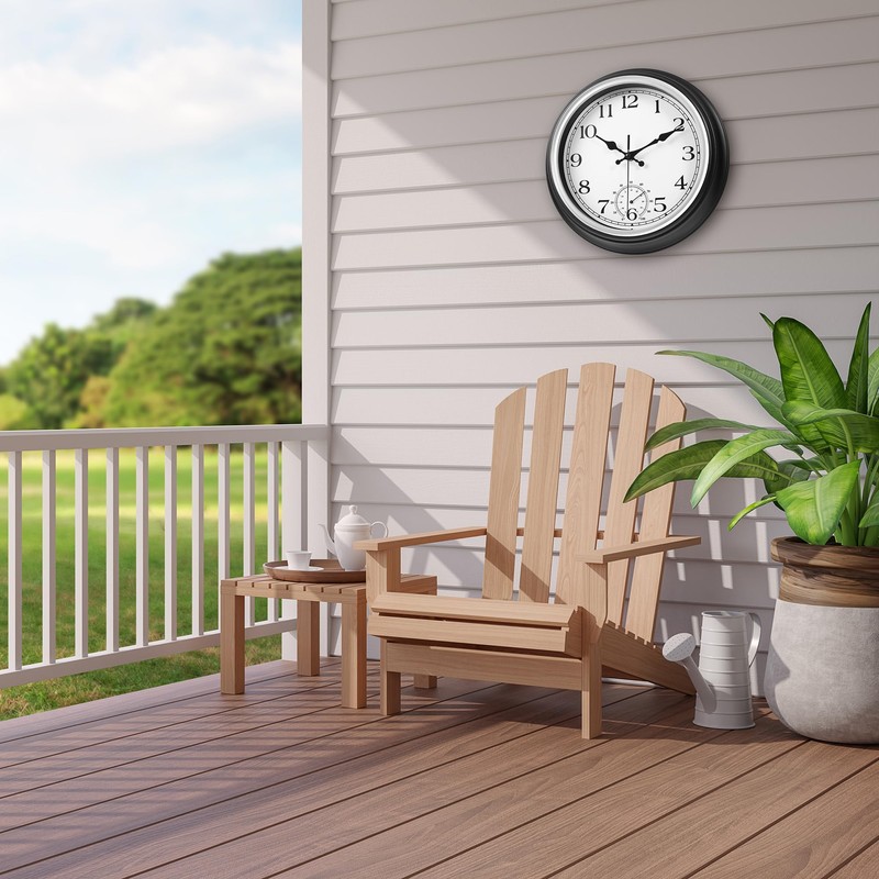 JoFomp Large Waterproof Outdoor Clock with Thermometer Combo - 12