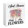 Hiagkmet Spring Decor Spring Wooden Sign, Farmhouse April Showers Bring