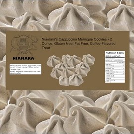 Niamara's Cappuccino Meringue Cookies, 2 Ounce - Rich Coffee Flavor Meringue Cookies - Gluten-Free, Fat-Free, Light Sweet Treat, Coffee Cookies