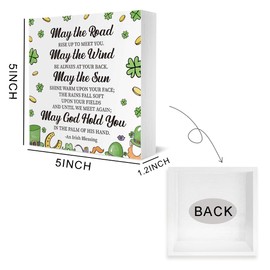 St Patricks Day Decor Irish Blessing Wood Sign Shamrock Decor Ireland Gifts for Men Women Family St Patricks Day Decorations for Home Office Bedroom Living Room Desk Table Shelf 5 X 5 Inches