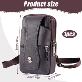 CZAYEFNH Phone Pouch,Crossbody Waist Pack Leather,Phone Wallet Anti-Theft Lock Belt Bag for Men,Small Messenger Shoulder Bag for Travel Camping,Brown
