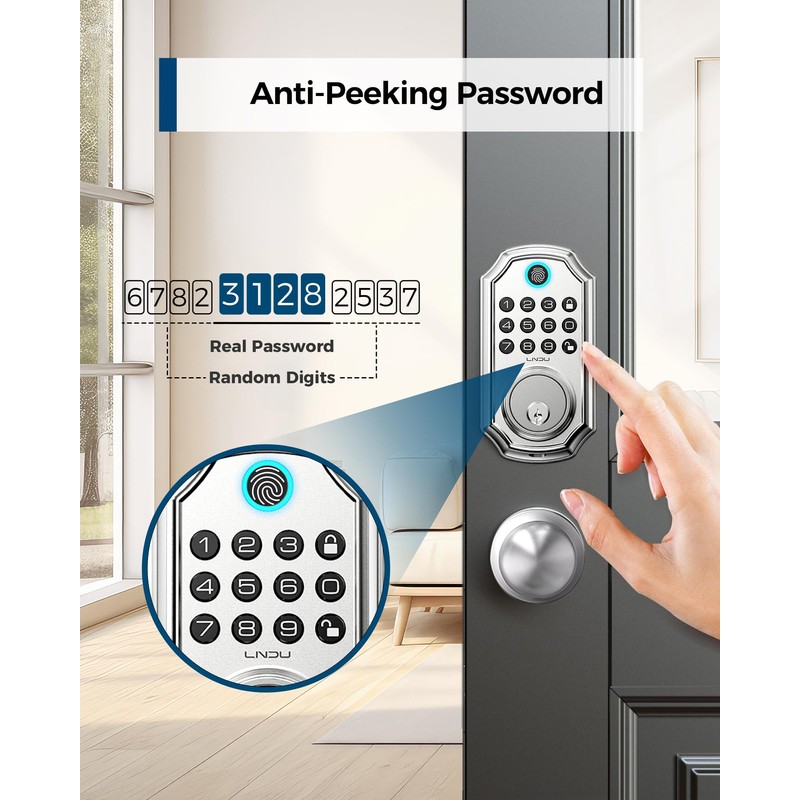 Keyless Entry Door Lock with Handle, App Control Front Door