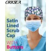 ORKSEA Satin Lined Scrub Caps with Buttons Sweathand Nurse Surgical