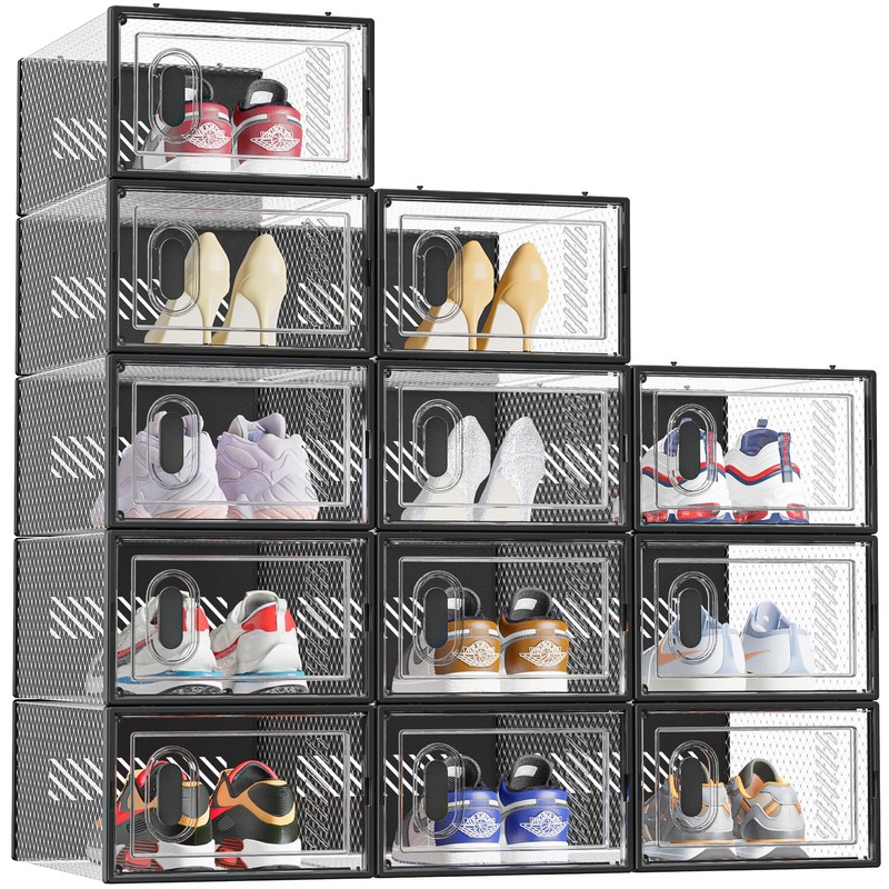 SIMPDIY Shoe Storage, 12 Pack Shoe Organizer for Closet, Shoe