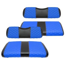 SAMXOMAP Golf Cart Front and Rear Seat Covers Waterproof and Sun Resistant Marine Grade Vinyl Leather Seat Cover Accessories for EZGO TXT 1994-2013,Blue(4PCS)