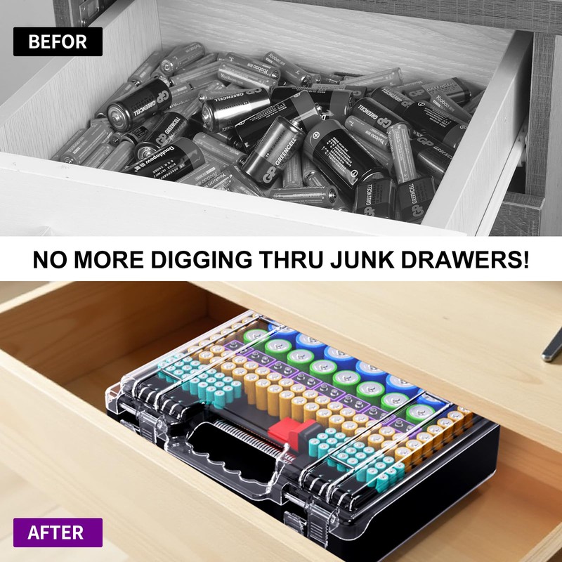 Tututry Battery Organizer Storage Holder Box Case with Tester, Ultra-Large