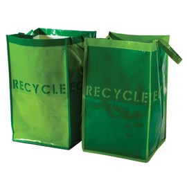 G.U.S. Recycle Bags for Home, Kitchen, Office | Waterproof, Durable, Easy to Wash, Reusable w/Extra Sturdy Handles | Made of recycled materials, 30L Capacity ea. | Set of 2