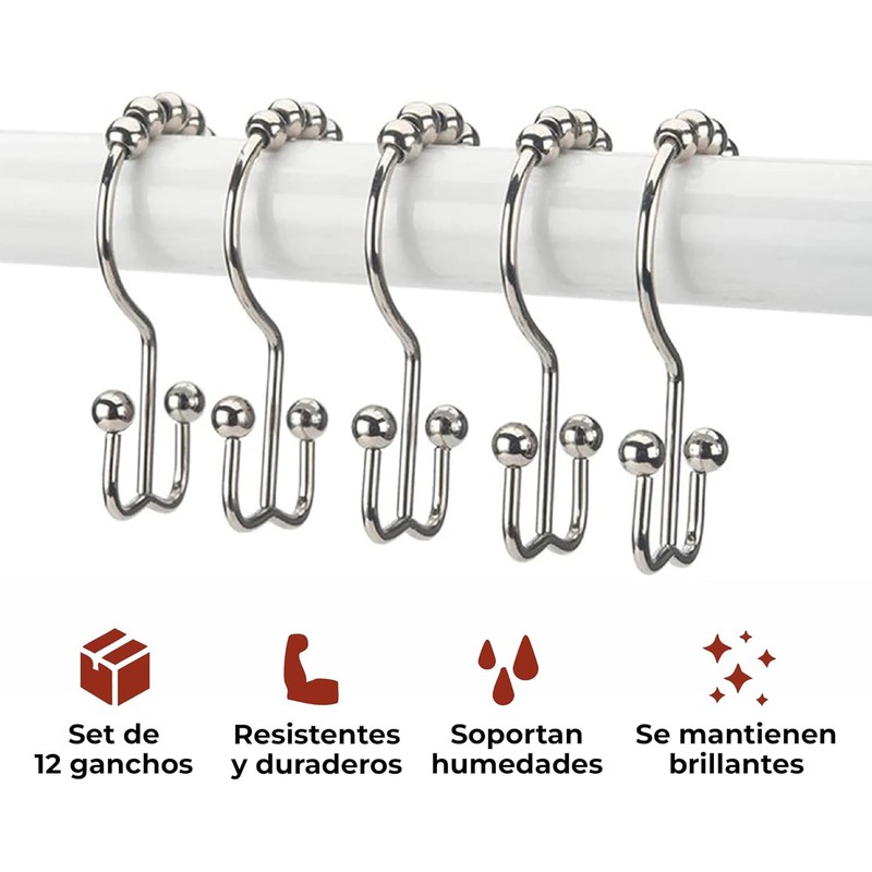 Mebix TRD Kit De 12 Ganchos para Cortinas de baño