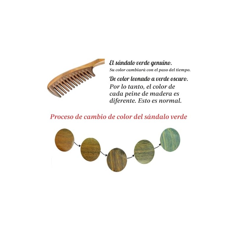 Peine de madera Louise Maelys con dientes anchos para cabello