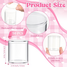 Taiyin 50 Pcs Plastic Acrylic Circle Box with Lid Clear Acrylic Box Small Round Cube Organizer Transparent Storage Boxes Containers for Candy Beads Jewelry Gift Wedding Graduation Favor (2 x 2.36'')