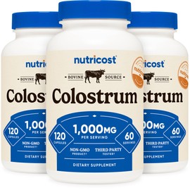 Nutricost Colostrum 1000mg, 120 Caps, 60 Servings (3 Bottles)