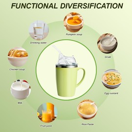 Nzkeuf Elderly Leak-Proof Straw Cup with Handle, 350ml Non-Spill Sippy Cup for Adults, Senior Drinking/Feeding Cup, Adult Hydration Caregiver Cup with 30cm Straw and Grip Handle, Easy to Use & Clean